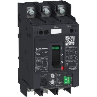 Picture of TeSys Deca, Motor circuit breaker, TeSys GV4, 3P, 7A, Icu 50kA, thermal magnetic multifunction, lugs terminals