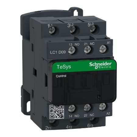 Picture of Contactor, TeSys Deca, 3P(3NO), AC-3/AC-3e, <=440V, 9A, 120V AC 50/60Hz coil, screw clamp terminals