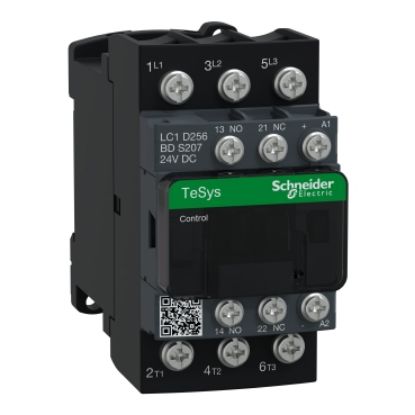 Picture of Contactor, Tesys Deca, railway S207, 3P(3NO), AC-3/AC-3e, 25A, <=440V, 24V DC coil, lugs-ring terminals