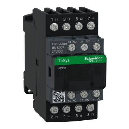Picture of Contactor, TeSys Deca S207,4P(2NO+2NC),AC-1 40A , <=440V, 24V DC coil low consumption coil, lugs-ring terminal
