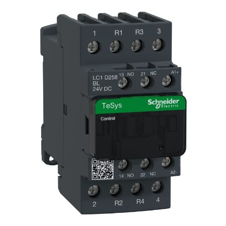 Picture of Contactor, TeSys Deca, 4P(2NO+2NC), AC-1, <=440V, 40A, 24VDC low consumption coil, screw clamp terminal