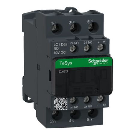 Picture of TeSys; TeSys Deca, Contactor, 3P(3 NO), AC-3/AC-3e, 0 to 440V, 32A, 60VDC standard coil