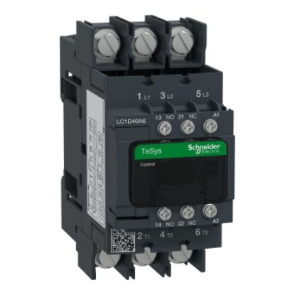 Picture of Contactor, TeSys Deca, 3P(3 NO), AC-3/AC-3e, <=400V, 40A, 24V AC 50/60Hz coil, lugs-ring terminals