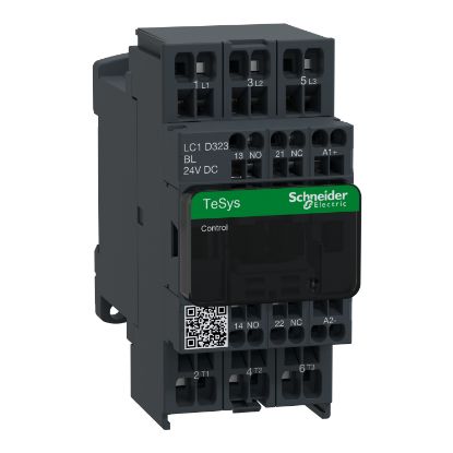 Picture of Contactor, TeSys Deca, 3P(3NO), AC-3/AC-3e, <=440V, 32A, 24V DC low consumption coil, spring terminals