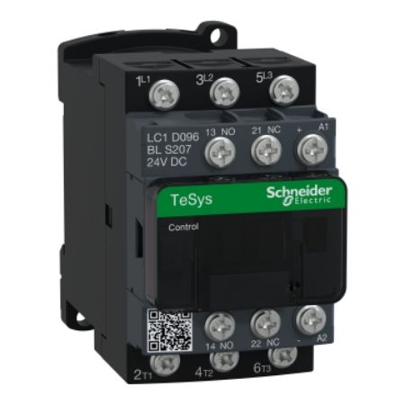 Picture of Contactor, Tesys Deca, railway S207, 3P(3NO), AC-3/AC-3e, 9A, <=440V, 24V DC low consumption coil, lugs-ring terminals