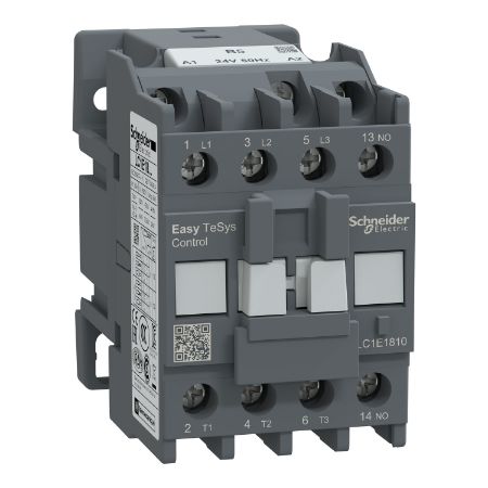 Picture of Contactor,Easy TeSys Control,LC1E,3P(3NO),AC-3,<=440V,18A,24V AC coil,50Hz,1NO auxiliary contact