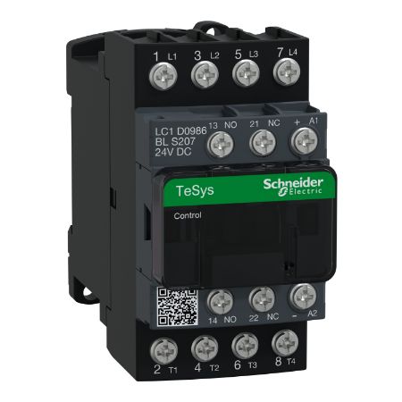 Picture of Contactor, TeSys Deca S207,4P(2NO+2NC),AC-1 20A , <=440V, 24V DC low consumption coil, lugs-ring terminal