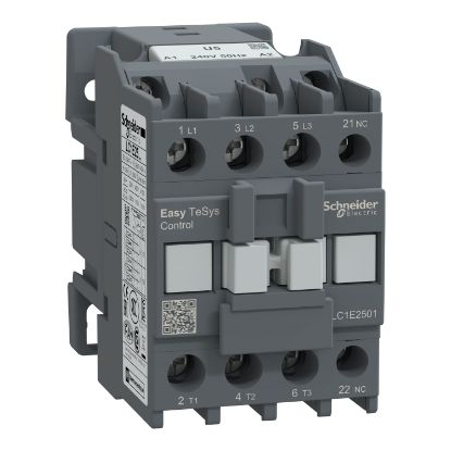 Picture of Contactor,Easy TeSys Control,LC1E,3P(3NO),AC-3,<=440V,25A,240V AC coil,50Hz,1NC auxiliary contact