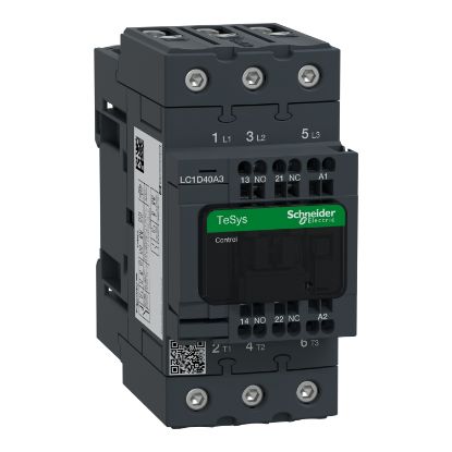 Picture of Contactor, TeSys Deca, 3P(3 NO), AC-3/AC-3e, <=400V, 40A, 230V AC 50/60Hz coil, spring terminals