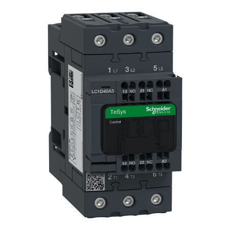 Picture of Contactor, TeSys Deca, 3P(3 NO), AC-3/AC-3e, <=400V, 40A, 230V AC 50/60Hz coil, spring terminals