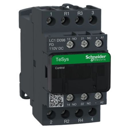 Picture of Contactor, TeSys Deca, 4P(2NO+2NC),AC-1, <=440V, 20A,110V DC coil, screw clamp terminal