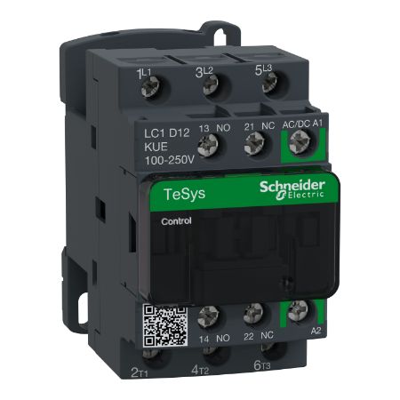 Picture of TeSys; TeSys Deca, Contactor, 3P(3 NO), AC-3/AC-3e, 0 to 440V, 12A, 100-250VAC/DC coil