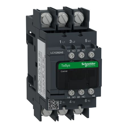 Picture of Contactor, TeSys Deca, 3P(3 NO), AC-3/AC-3e, <=400V, 50A, 110V AC 50/60Hz coil, lugs-ring terminals