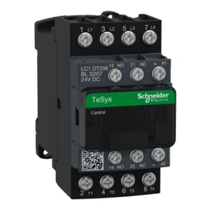 Picture of Contactor, TeSys Deca S207,4P(4NO),AC-1 20A , <=440V, 24V DC coil low consumption coil, lugs-ring terminal