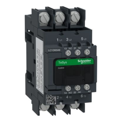 Picture of Contactor, TeSys Deca, 3P(3 NO), AC-3/AC-3e, <=400V, 65A, 230V AC 50/60Hz coil, lugs-ring terminals
