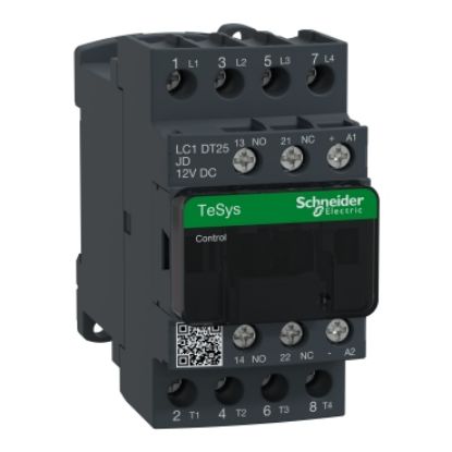 Picture of TeSys; TeSys Deca, Contactor, 4P(4 NO), AC-1, 0 to 440V, 25A, 12VDC standard coil