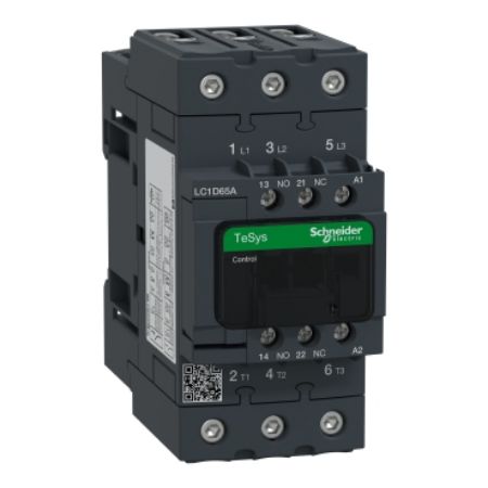 Picture of Contactor, TeSys Deca, 3P(3 NO), AC-3/AC-3e, <=400V, 65A, 127V AC 50/60Hz coil, screw clamp terminals