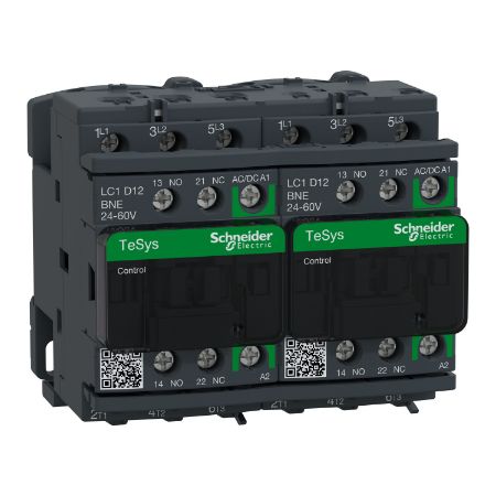 Picture of TeSys; TeSys Deca, Reversing contactor, 3P(3 NO), AC-3, 0 to 440V, 12A, 24 to 60VAC/DC coil