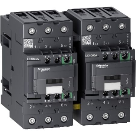 Picture of TeSys; TeSys Deca, reversing contactor,3P(3NO),<=440V,65A AC-3,24V DC coil