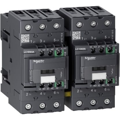 Picture of TeSys; TeSys Deca, Reversing contactor, 3P(3 NO), AC-3, 0 to 440V, 65A, 100 to 250VAC/DC coil