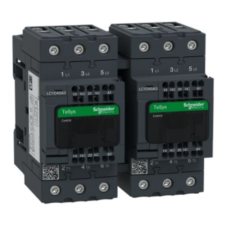 Picture of Reversing Contactor, TeSys Deca, 3P(3NO),AC-3, <=440V 40A,115V AC 50/60Hz coil, spring terminals