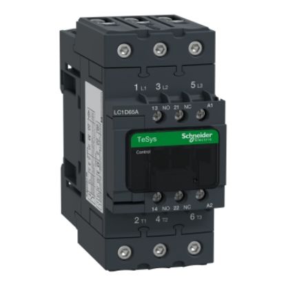 Picture of TeSys; TeSys Deca, Contactor, 3P(3 NO), AC-3/AC-3e, 0 to 440V, 65A, 480VAC 60Hz coil
