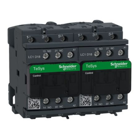Picture of Reversing Contactor, TeSys Deca, 3P(3NO), AC-3, <=440V, 18A, 110V AC 50/60Hz coil, screw clamp terminals