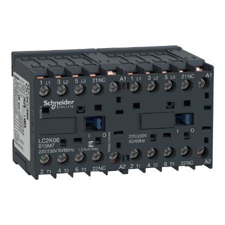 Picture of reversing Contactor, TeSys K, 3P, AC-3/AC-3e,440V 6A, 1NC, 24V AC coil