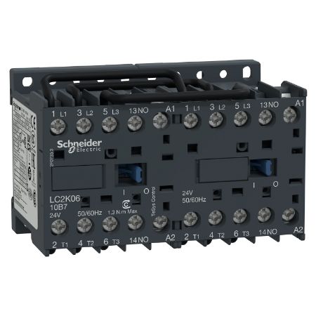Picture of reversing Contactor, TeSys K, 3P, AC-3/AC-3e,<=440V 6A, 1NO, 48V AC coil