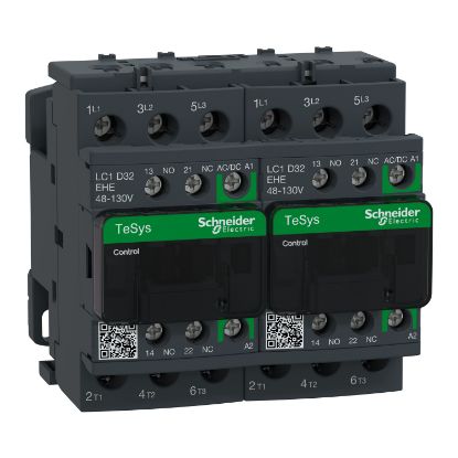 Picture of TeSys; TeSys Deca, Reversing contactor, 3P(3 NO), AC-3, 0 to 440V, 32A, 48 to 130VAC/DC coil