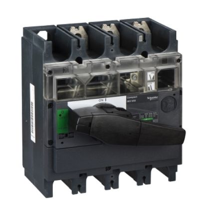 Picture of switch disconnector, Compact INV630, visible break, 630A, standard version with black rotary handle, 3 poles