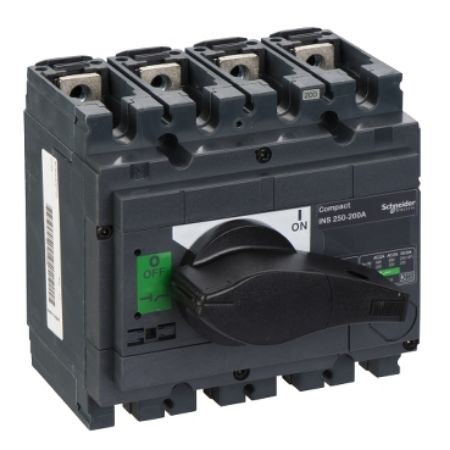Picture of switch disconnector, Compact INS250-200, 200A, standard version with black rotary handle, 4 poles
