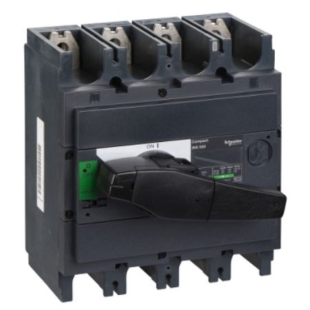Picture of switch disconnector, Compact INS500, 500A, standard version with black rotary handle, 4 poles