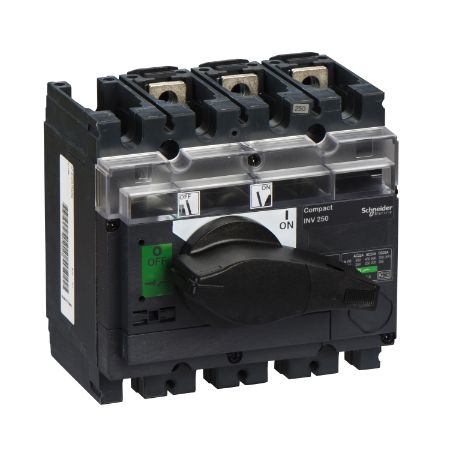 Picture of switch disconnector, Compact INV250, visible break, 250A, standard version with black rotary handle, 3 poles