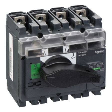 Picture of switch disconnector, Compact INV250, visible break, 250A, standard version with black rotary handle, 4 poles