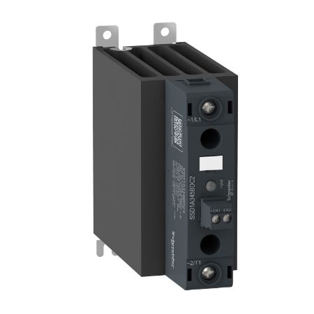 Picture of DIN rail mount, Harmony Solid State Relays, 45A, zeroVoltage switching, contactor configuration screw input, input 4 to 32V DC, output 48 to 600V AC