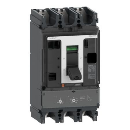 Picture of Circuit breaker, ComPacT NSX400F DC, 36kA/750VDC, 3 poles, TM-DC trip unit 400A