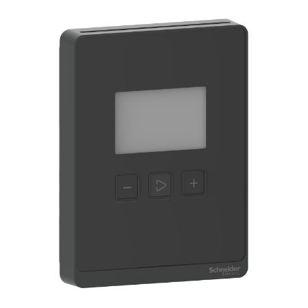 Picture of Sensor, SpaceLogic SLP Series, room, CO2, temperature, segmented LCD, BACnet MSTP/Modbus outputs, optimum black housing