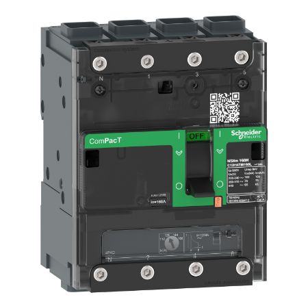 Picture of Circuit breaker, ComPacT NSXm 63B, 25kA/415VAC, 4 poles 4D (neutral fully protected), TMD trip unit 16A, EverLink lugs