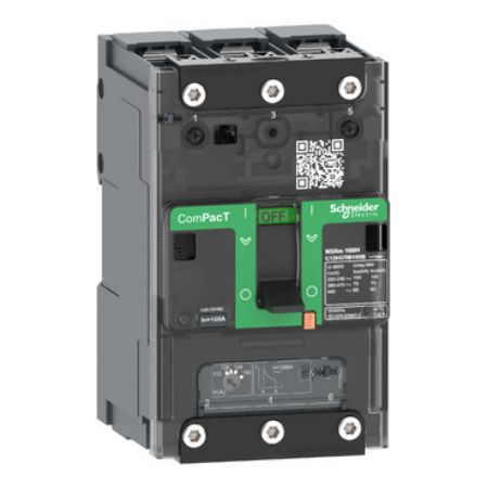 Picture of Circuit breaker, ComPacT NSXm 160B, 25kA/415VAC, 3 poles, TMD trip unit 160A, lugs/busbars