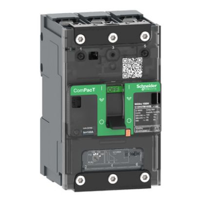Picture of Circuit breaker, ComPacT NSXm 160N, 50kA/415VAC, 3 poles, TMD trip unit 160A, lugs/busbars