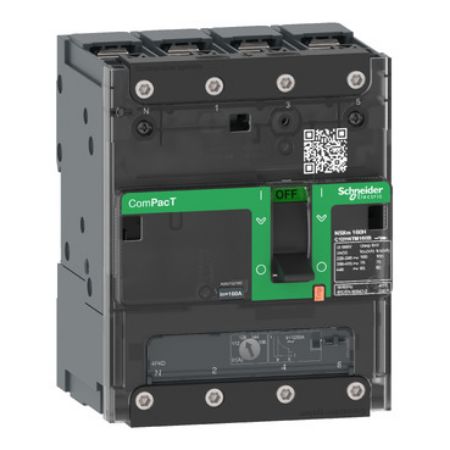 Picture of Circuit breaker, ComPacT NSXm 63N, 50kA/415VAC, 4 poles 4D (neutral fully protected), TMD trip unit 32A, lugs/busbars