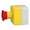 Picture of Control station, Harmony XALK, plastic, yellow lid, 1 red mushroom 40mm, turn to release, 1NC with monitoring, unmarked, UL/CSA certified
