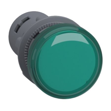 Picture of Monolithic pilot light, Easy Harmony XA2, plastic, green, 22mm, integral LED, screw clamp terminals, 48V AC DC