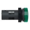 Picture of Monolithic pilot light, Easy Harmony XA2, plastic, green, 22mm, integral LED, screw clamp terminals, 12V AC DC
