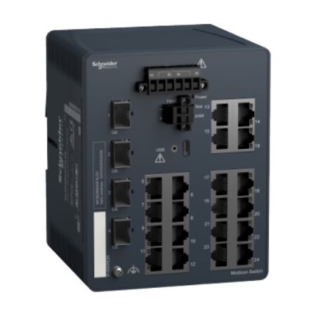 Picture of network switch, Modicon Networking, managed, 20 ports for copper with 4Gigabit SFP