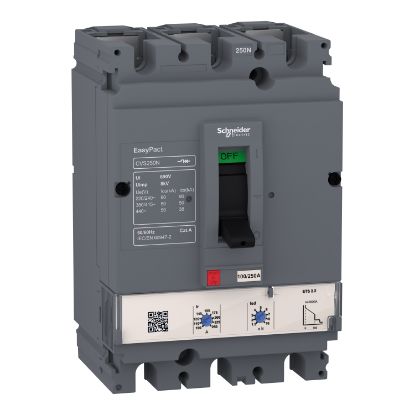 Picture of circuit breaker, EasyPact CVS250N, 50kA at 415VAC, ETS 2.2, 250A, 3P 3d