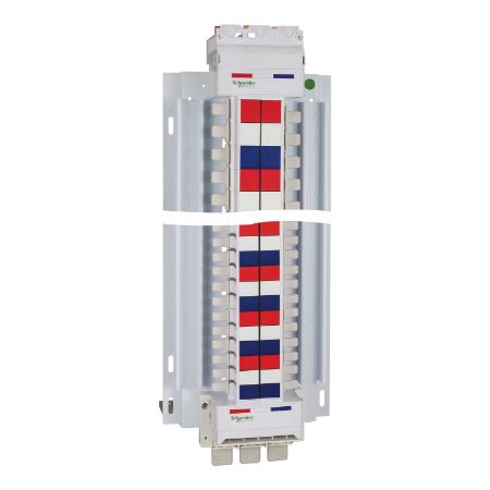 Picture of SAU Hybrid Chassis, Acti9, 3Ph, 400A, 18mm 84 poles, 27mm 12 Poles for MCB and RCBO,Dual feed