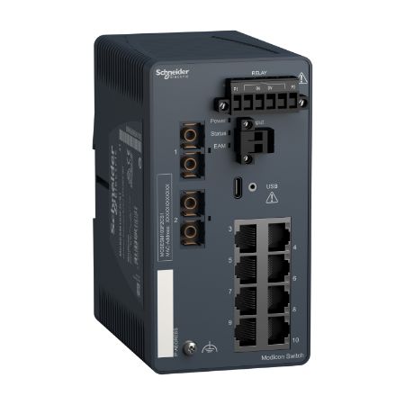 Picture of Modicon Extended Managed Switch - 8 ports for copper + 2 ports for fiber optic single-mode