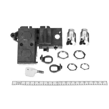 Picture of Locking kit, MasterPact NW, frame, spare part, circuit breaker locking, 2 locks with 1 key, with adaptation kit, PROFALUX keylock